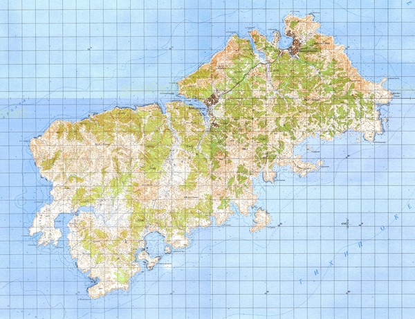 Подробная карта остров Шикотан Генштаб   