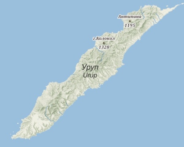 Подробная карта остров Уруп    